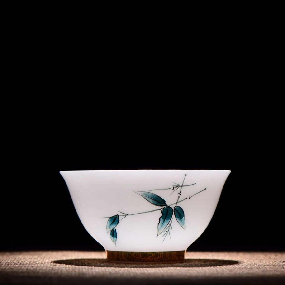 Jingdezhen porcelain tea cup with hand-painted blue bamboo design