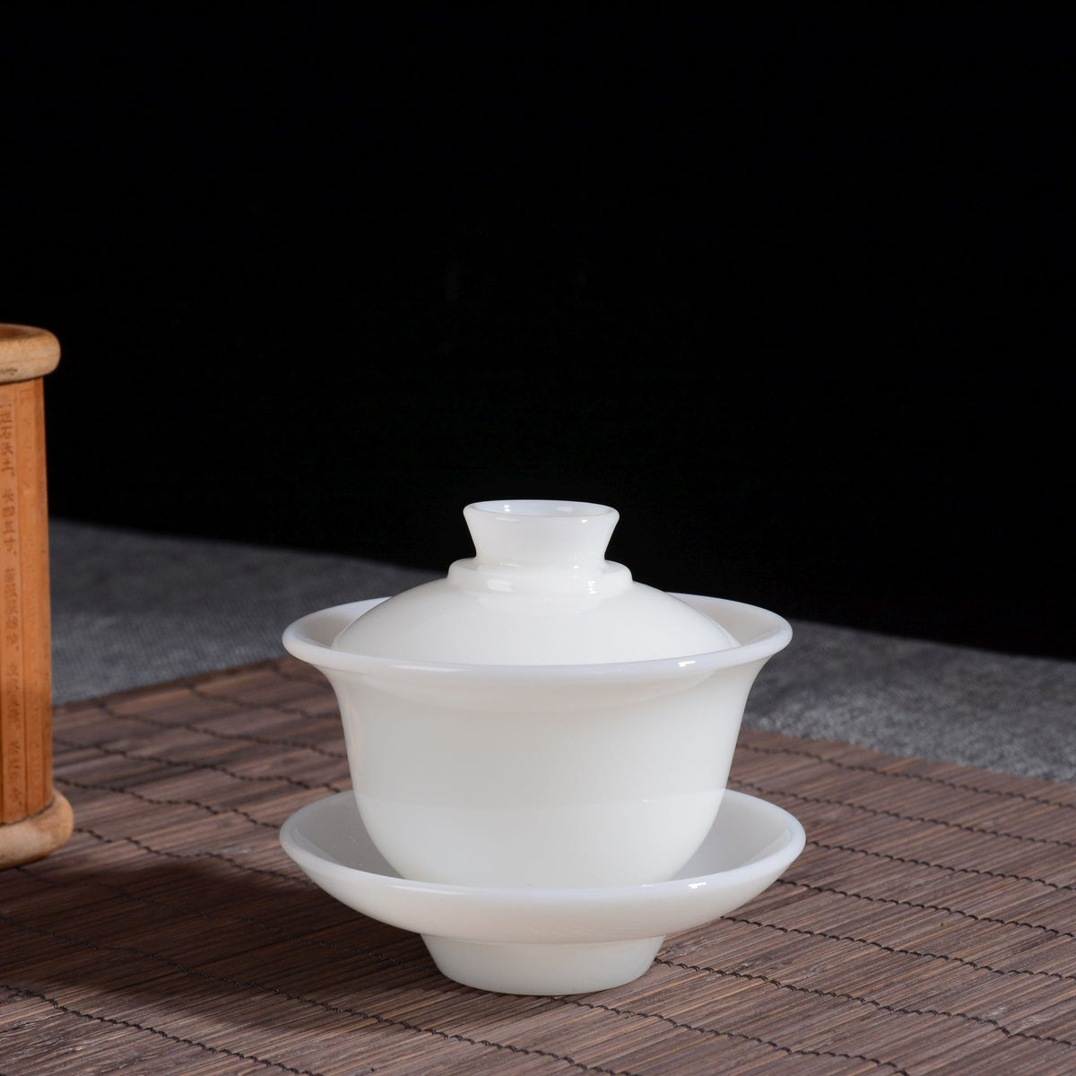 Dehua Yu Ci jade porcelain gaiwan with lid and saucer