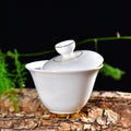 Gold on white Dehua jade porcelain gaiwan with lid