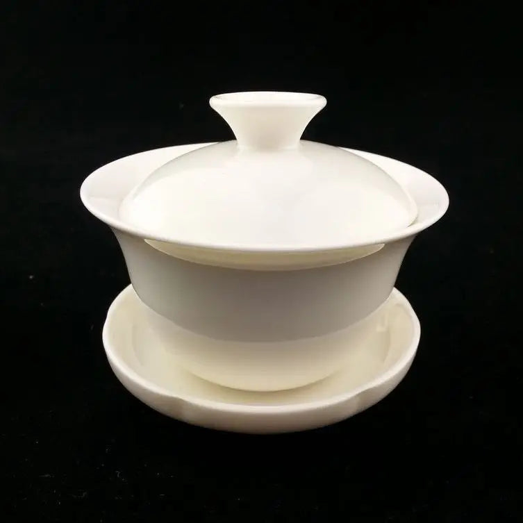 White porcelain gaiwan 100ml with lid and saucer