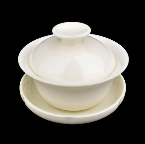 White porcelain gaiwan 60ml with lid and saucer